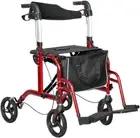 2-in-1 Wheelchair Walking Frame Rollator Mobility Walker Aid Wheels for Elderly