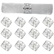 12PCS Silver Napkin Rings Set Napkin Holders Metal Napkin Ring for Dinning Table