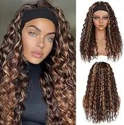 24 Inch Long Wavy Headband Wig Curly Headband Wigs for Women Synthetic Wig with Headbands Attached