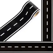 AWIZOM 99 Feet Road Bulletin Board Border Black Car Track Road Straight Border Trim Race Track Classroom Decorations for Homeschool Back to School Racing Theme Birthday Party Decor,3 Rolls