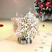 White Silver Christmas Snowflake Pop Up Card