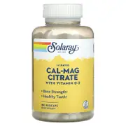 Solaray, Cal-Mag Citrate with Vitamin D-2, 1:1 Ratio, 180 Vegcaps