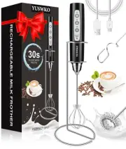 Milk Frother Handheld for Coffee with Stand, Rechargeable Drink Mixer with 3 ...
