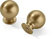 CABDM 15 Pack 1 Inch Vintage Ball Champagne Bronze Cabinet Knobs Kitchen Cabinet Hardware Satin Brass Drawer Knobs Pulls for Drawers.
