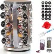 Rotating Spice Rack Organiser with 20 Spice Jars, Revolving Spice Rack Tower Sea