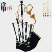 Traditional Scottish Highland Bagpipes With Black Finsh Free Practice Chanter