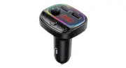 Car Bluetooth 5.3 FM Transmitter, Dual USB 5V 3.1A/1A, Ambient Lighting, TF Card