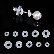 [Meniala] Silicone Earring Support Backs, Clear Stabilizer Discs, 3-7mm Anti-Droop Rings for Pierced Ears, Earlobe Support Patches, Prevents Drooping and Stretching (5mm Ring)