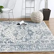 Large Rug Indoor Floor Cover Carpet Living Room Bedroom Office Dining Room Blue, Beige, White, Multi-Color Vintage Flowers, Blue, 180 x 270 cm