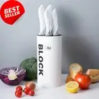 6 PCS Kitchen Knife Set, Chef, Slicing, Bread, Paring, White Block