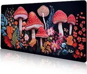 DAWNTREES Desk Mat,Mouse Pad Gaming Keyboard Pad,100x40cm,Mushroom Pattern Computer Pad, Non-Slip Base and High-Density Stitched Edges, Suitable Computer Protector