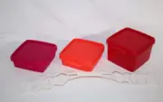 New Tupperware Host Set 2002 Square Round Goody Boxes + Cariolier Hot Colors