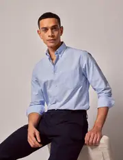 Hawes & Curtis Light Blue Oxford Shirt | Button Down Collar Size: Large