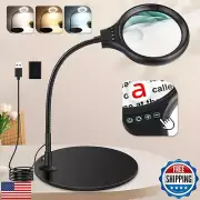 10X 20X Desk Magnifying Glass with Light and Stand, Large Magnifying Lamp wit