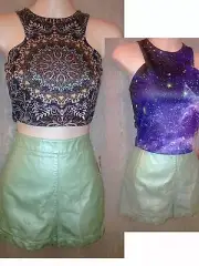 New Lot3 Forever 21 Pleather HiWaist Shorts Joyce Leslie & Nollie Tops Jrs Sz Sm