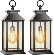 2 Pack Hanging Solar Lanterns Glass Solar Lights Outdoor Waterproof Upgraded Sol