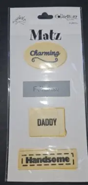junkit, matz scrapbook cards Fatherhood Charming Daddy Handsome embellishments