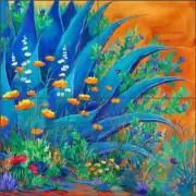 Southwest Tile Backsplash Susan Libby Agave Floral Ceramic Mural Art SLA098