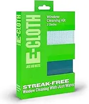 E-Cloth Window Cleaner Kit - Window and Glass Cleaning Cloth, Streak-Free Windows with just Water, Microfiber Towel Cleaning Kit for Windows, Car Windshield, Mirrors - Winter Green