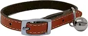 JK Cat Collar Real Leather with Safety Elastic, Bell, Available (Brown)