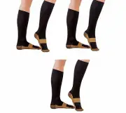 3 Pair S/M Compression Copper Support Socks Graduated 20-30 mmHg Men Women Blk