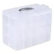 Stackable Storage Bin with 30 Adjustable Compartments, 3 Tier Clear Plastic C...