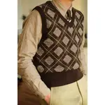 【OLD BOY'S CLUB】REMAINS 英式複古ARGYLE KNIT VEST40年代重疊菱形格紋針織背心