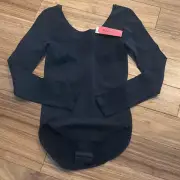 Spanx the base bodysuit in black long sleeve shape wear slimming medium