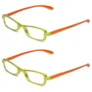 Calabria 837 Womens Metallic Reading Glasses +1.75 Lime (2 Pack) Vibrant Crystal