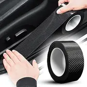Car Door Sill Protector Bumper, Car Door Protector 3D Carbon Fiber Car Wrap Film Vinyl Automotive Wrap Film Car Door Sill Protection Car Door Edge Guards Strip Anti-Collision Fits (Black)