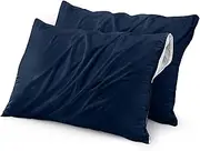 Utopia Bedding Waterproof Pillow Protectors Zippered Standard Size (2 Pack, Navy), Zippered Pillowcases, Bed Bug Proof Pillow Encasement Covers 20 x 26 Inches