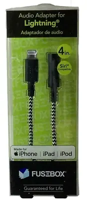 Fusebox 4in Audio Adapter For Lightning Connect Cord Headphones to Apple Device