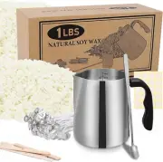 Candle Making Kit Supplies - 32Oz Pouring Pot, 16Oz Soy Wax, Wooden Wick Holders