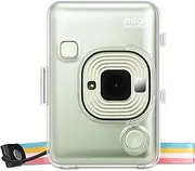 Fintie Protective Clear Case for Fujifilm Instax Mini Liplay Hybrid Instant Film Camera- Crystal Hard PVC Cover with Removable Shoulder Strap