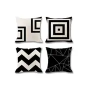 4Pcs Geometric Digital Printing Pillow Holder Flax Cushion Waist Cover Cushions & Decorative Pillows