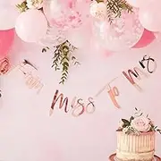 Ginger Ray Floral Hen Party From Miss To Mrs Hanging Bunting Banner Decoration, Rose Gold