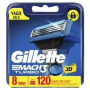 Gillette Mach3 Turbo Replacement Cartridges X 8