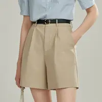 在飛比找蝦皮商城精選優惠-白領麗人 卡其色西裝短褲女五分褲夏季2024年新款高腰寬鬆顯