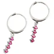 ANYCO Earrings Silver Chic Charm Pink Colored Zircon Bar Stud For Women Girl Teen Fine Fashion Stylish Accessories Jewelry Gifts