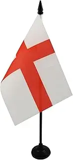 England Table Flag 4'' x 6'' - English Desk Flag 15 x 10 cm - Black Plastic Stick and Base - AZ FLAG
