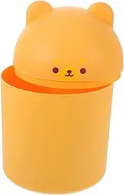 HOOTNEE Cartoon Bear Desktop Trash Can Multi Function Storage Bin for Bedroom Living Room and Bathroom and Lightweight Waste Basket