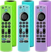 Pinowu Silicone Remote Case (3pcs, Glow in The Dark) for Fire TV Stick 4K Max/Insignia/Pioneer/Omni (QLED) Series Alexa Voice Remote Enhanced w/Lanyard (Green+ Turquoise+ Purple)