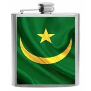 Mauritania Flag Stainless Steel Hip Flask 6oz