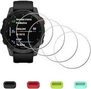 Screen Protector for Garmin epix Gen 2 Smartwatch + Silicone Anti-dust Plugs [4 Pack] Tempered Glass Anti-Scratch Bubble-Free Easy Installation