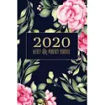 2020 PLANNER WEEKLY AND MONTHLY: JANUARY TO DECEMBER 2020: WEEKLY & MONTHLY VIEW PLANNER, ORGANIZER & DIARY: WATERCOLOR FLORALS ON NAVY BLUE & GOLD LE