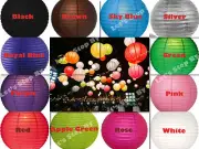 12X 12"round Chinese paper lanterns+ LED Light Wedding Party Floral decoration