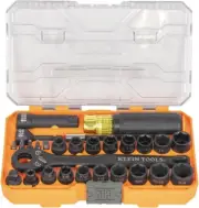 KNECT Essential Pass Through Impact Socket Set SAE and Metric 90 Tooth Ratchet