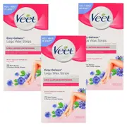 3x Veet Easy Gel Legs and Body Wax Strips Almond Oil 20 Pack EXP 11/2025