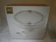 MIKASA CHRISTMAS CAKE STAND PEDISTAL & SERVER WHITE LACE 10" #RL050 NIB