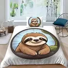 Printing Sloth Bedding Single,Animal Theme Bed Linen With Zip And
